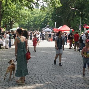 Viele Stände und Besucher*innen auf der Herzogin-Elisabeth-Straße