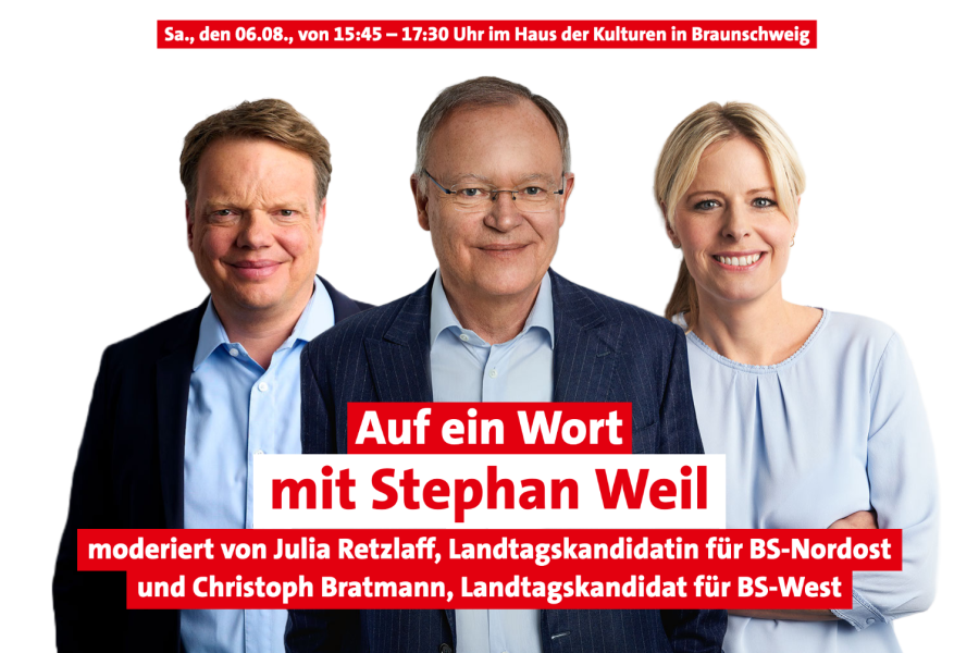 Collage aus Portraits von Christoph Bratmann, Stephan Weil und Julia Retzlaff